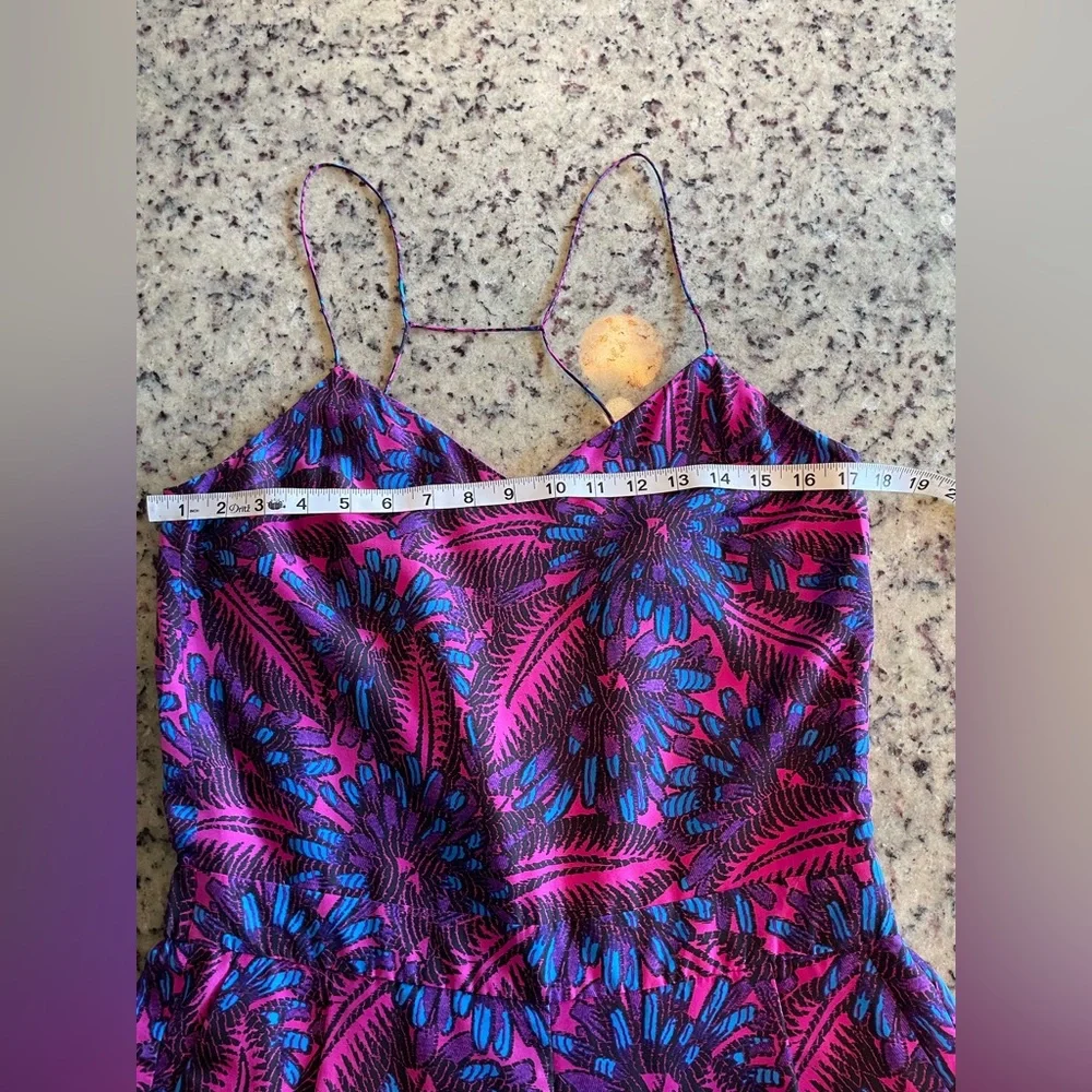 J. Crew Purple & Blue Printed Spaghetti-Strap Jumpsuit